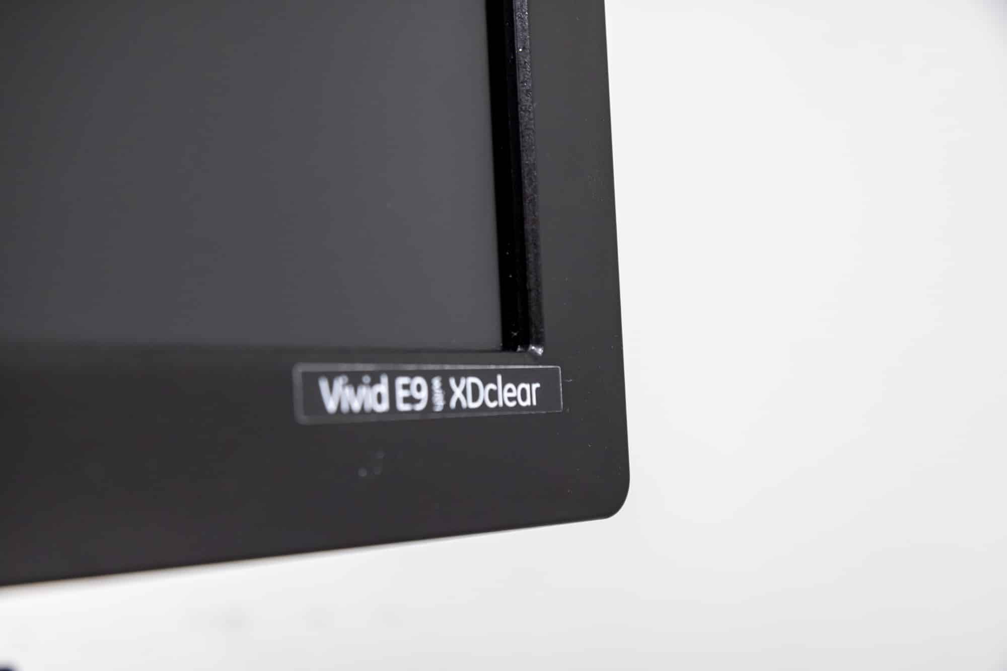 GE Vivid E9 with XD Clear Logo close-up