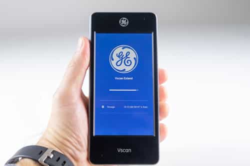 GE VScan Extend close-up view in hand