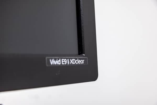 GE Vivid E9-XDClear-2 GE Vivid E9 with XD Clear Logo close-up