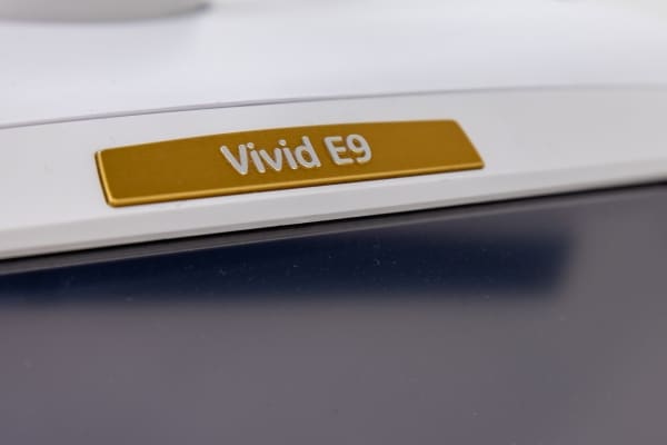 GE Vivid E9-XDClear-6 GE Vivid E9 Logo Close-up